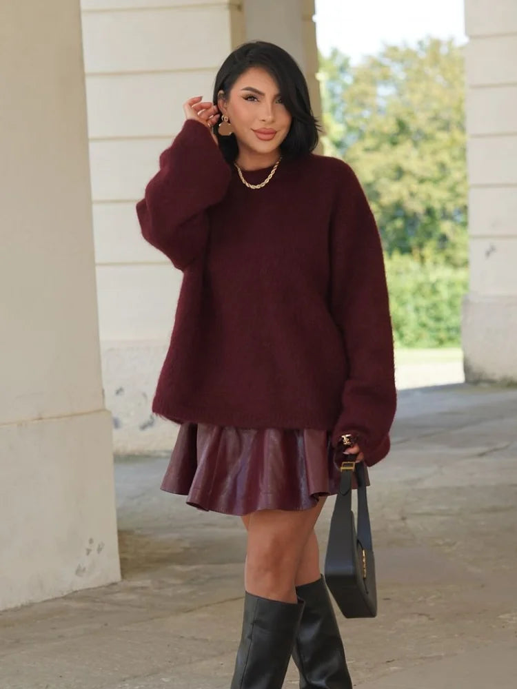 LOUISA RED KNIT PULLOVER